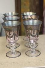 Set of 6 Silver Overlay Goblets