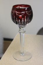 Ruby Red Cut Glass Goblet