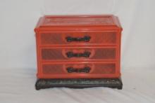 Vintage Oriental Motif Plastic/Lucite Jewelry Box