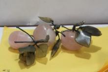 Lot of 3 Chinese Jade and Quartz Fruits