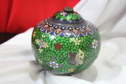 An Antique Japanese Cloisonne 3 Legged Jar