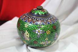 An Antique Japanese Cloisonne 3 Legged Jar