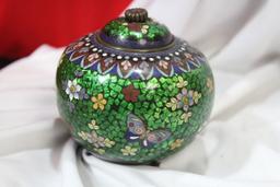 An Antique Japanese Cloisonne 3 Legged Jar