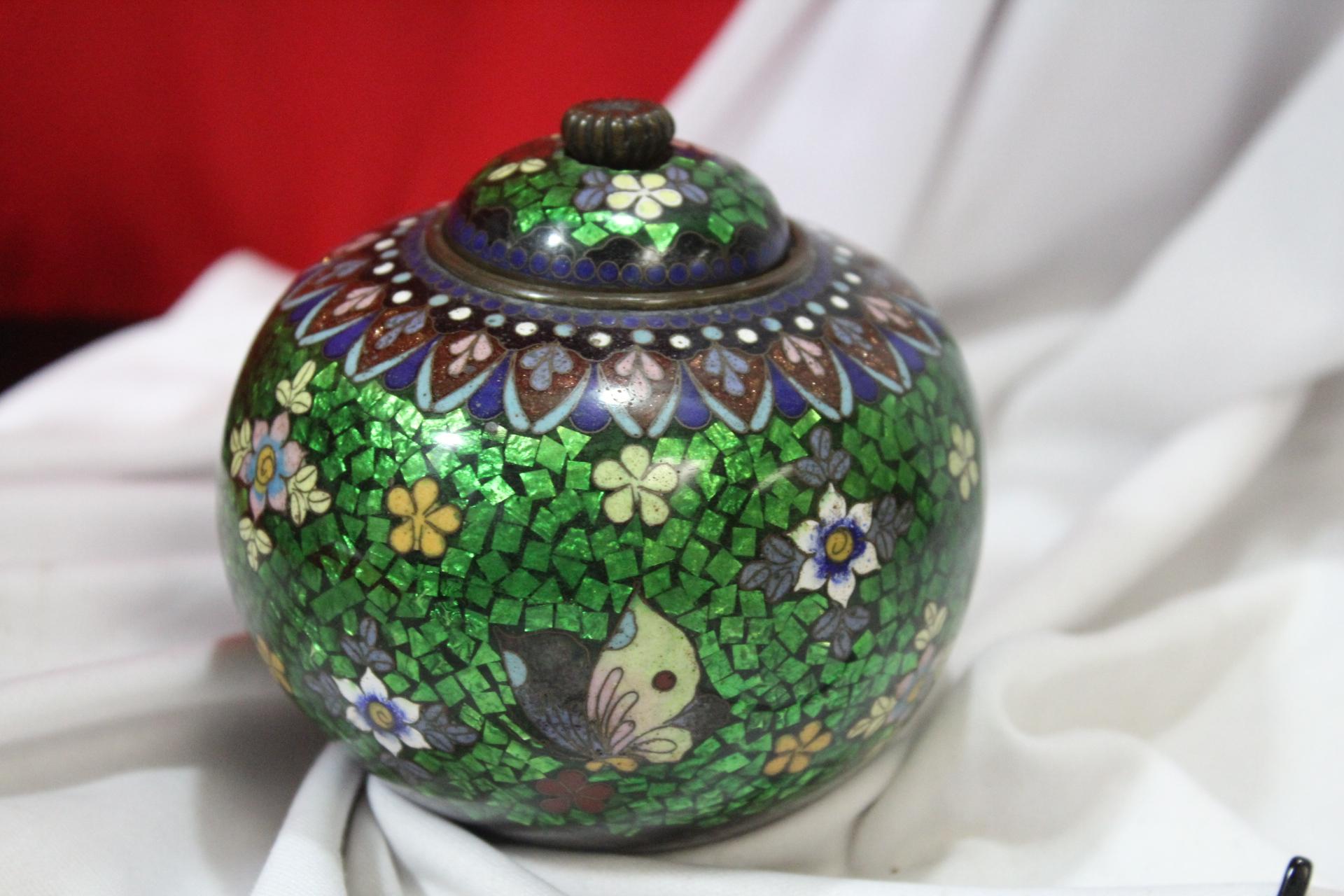 An Antique Japanese Cloisonne 3 Legged Jar