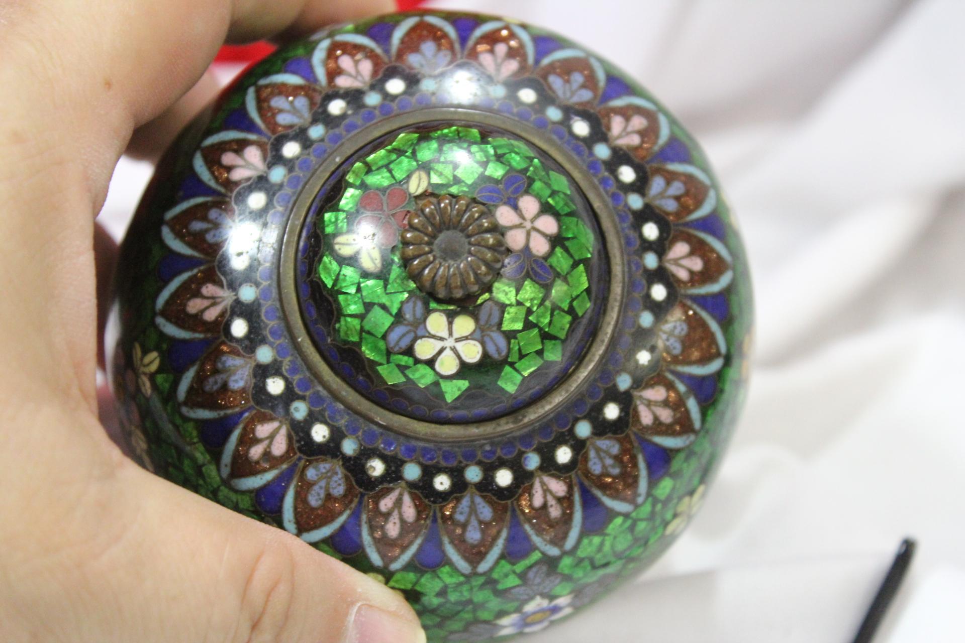 An Antique Japanese Cloisonne 3 Legged Jar
