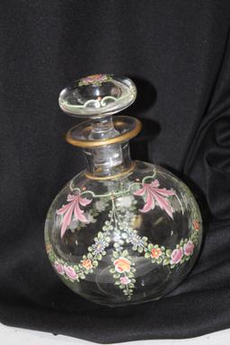 A Hand Painted Cambridge Decanter