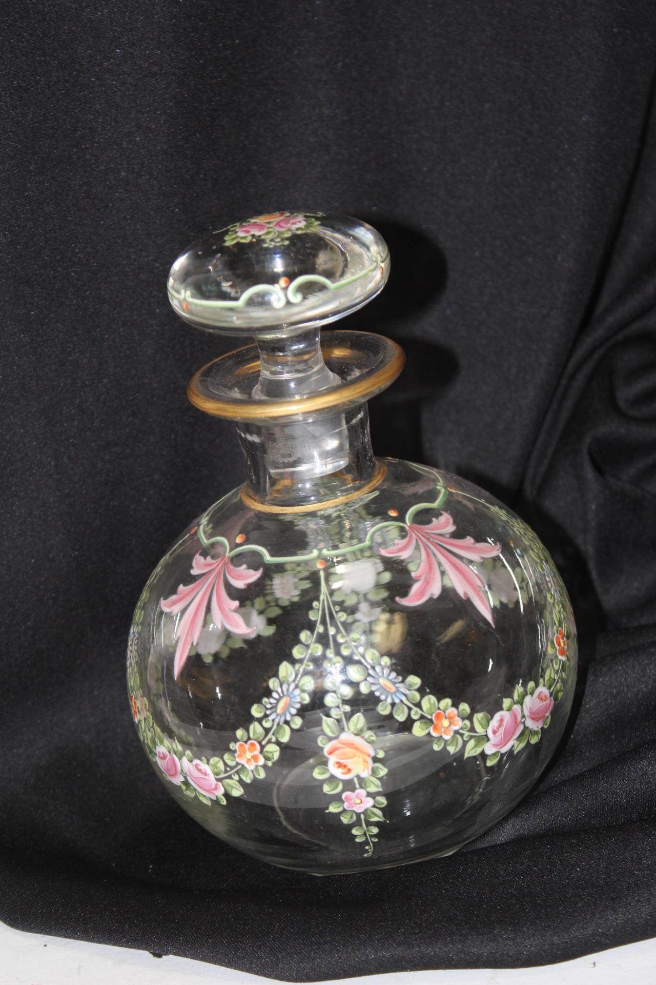 A Hand Painted Cambridge Decanter