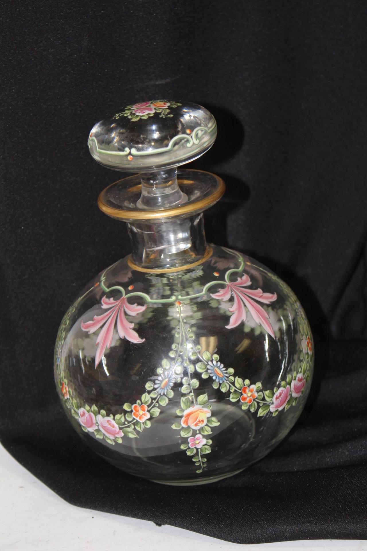 A Hand Painted Cambridge Decanter