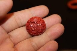 Lot of 3 Cinnabar Chinese Buttons