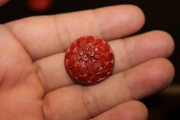 Lot of 3 Cinnabar Chinese Buttons