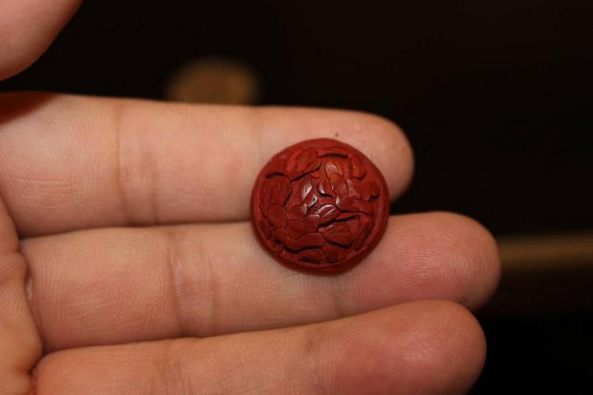 Lot of 3 Cinnabar Chinese Buttons