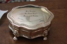 Engraved Silverplate Lion Feet Box