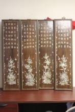 Chinese Mother of Pearl Inlaid Hardwood Panels