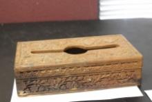A Carved Wooden Tissue Box
