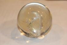Signed and Dated Glass Paperweight