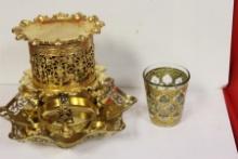 Lot of 4 Brass/Glass Articles