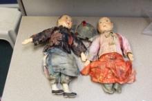 Lot of 2 Antique Chinese Dolls and Hats
