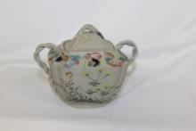A Signed Japanese Pottery Sugar Container