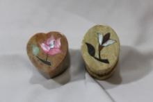 Lot of 2 Stone Inlaid Trinket Boxes