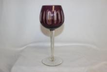 A Cut Glass Amethyst Stem Goblet