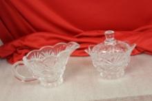 Lot of Two Pressed Glass Sugar and Creamer