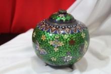 An Antique Japanese Cloisonne 3 Legged Jar