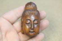 Signed Japanese Wood Netsuke Face