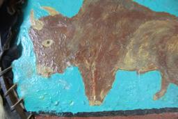 Oil on Leather of a Bison