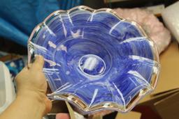 Art Glass Compote with Metal Base