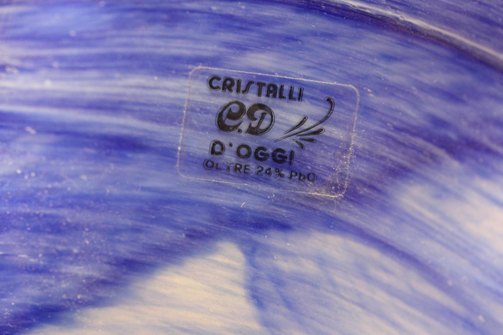 Art Glass Compote with Metal Base