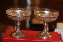 Pair of Sterling Silver Overlay Glass Goblets