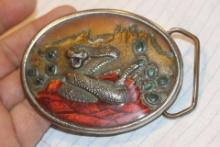 Enamel Rattle Snake Belt Buckle