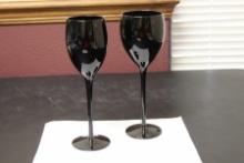 A Pair of Maroon Glass Goblets