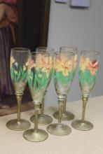 Set of 6 Decorative Painted Goblets