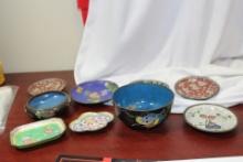 Lot of 9 Antique Chinese Cloisonne Articles