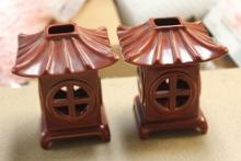 Rare Fitz and Floyd Votive Pagoda Form Candle Holders