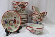 Lot of 23 Japanese Kutani Geisha Cup and Saucers