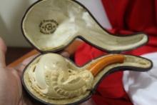 A Meerschaum Tobacco Pipe with Leather Case