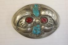 Southwestern Sterling and Turquoise Belt Buckle