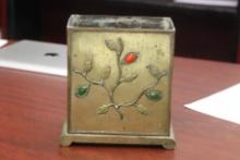 A Chinese Gemstone? And Brass Planter