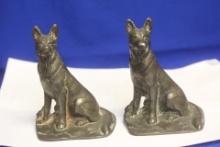 Pair of Cast Iron German Shepards