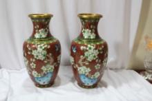 A Pair of Chinese Cloisonne Vases