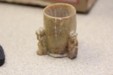 Soapstone 3 Monkeys Toothpick Holder