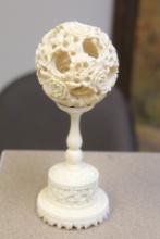 Antiqe Bone Ball on Stand