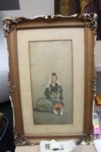 Antique Japanese Framed Watercolour