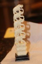 Bone Elephants on Stand