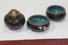 Chinese Cloisonne Salt Containers, Pepper Shaker