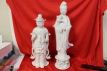 Lot of Two Chinese Blanc de Chine Figurines