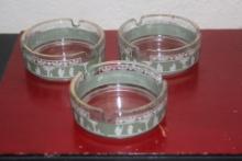 Lot of 3 Greek Design Glass Ashtrays