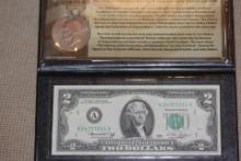 Clad Ike Dollar and a Bicentennial $2.00 Note